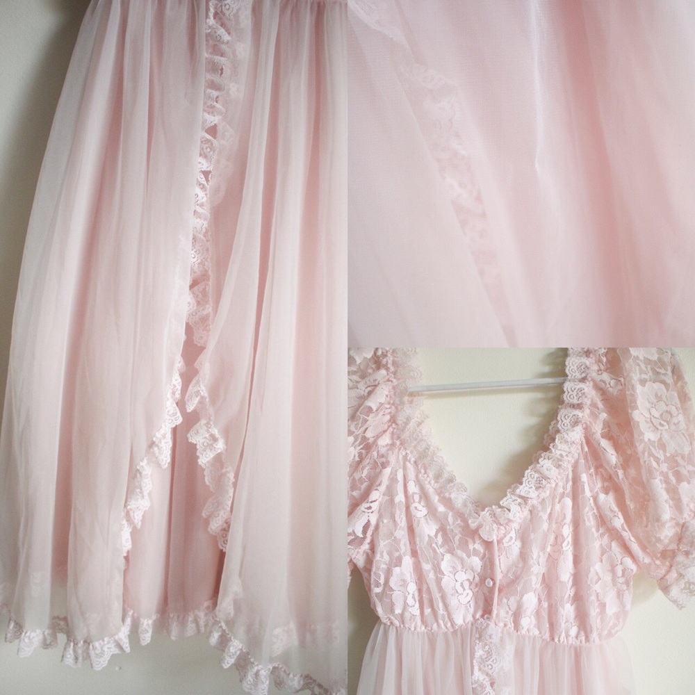 Vintage Pink Tosca Lace Nightgown Set - Picture 6 of 6